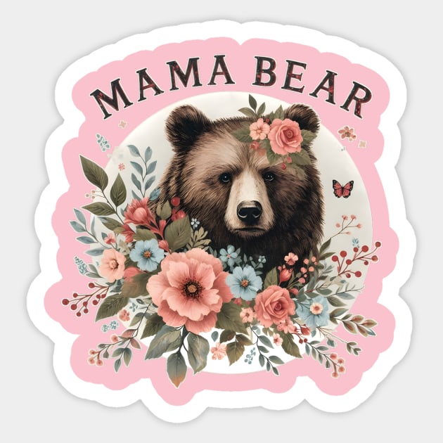 Floral Mama Bear Sticker by WolfeTEES